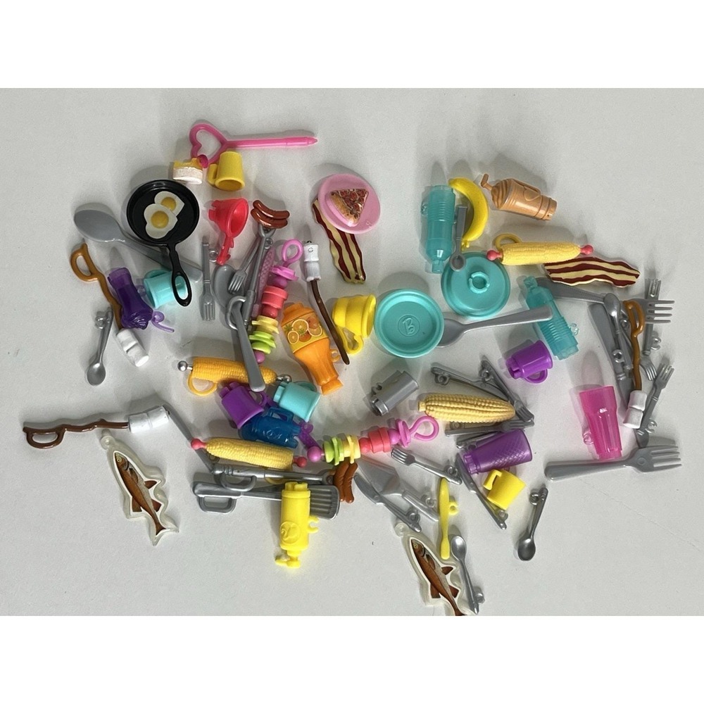 Barbie Food & Kitchen Accessories Lot Miniature Play Food Utensils Dishes
